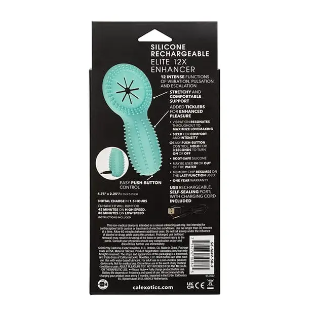 CalExotics Penis Enhancement Silicone Rechargeable Elite 12x Enhancer - Blue at the Haus of Shag