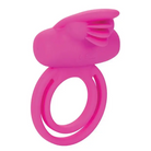 Pink silicone rechargeable enhancer ring with a large round plastic ring for intimate use