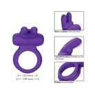 Purple Silicone Rechargeable Enhancer ring with a small purple round plastic piece displayed