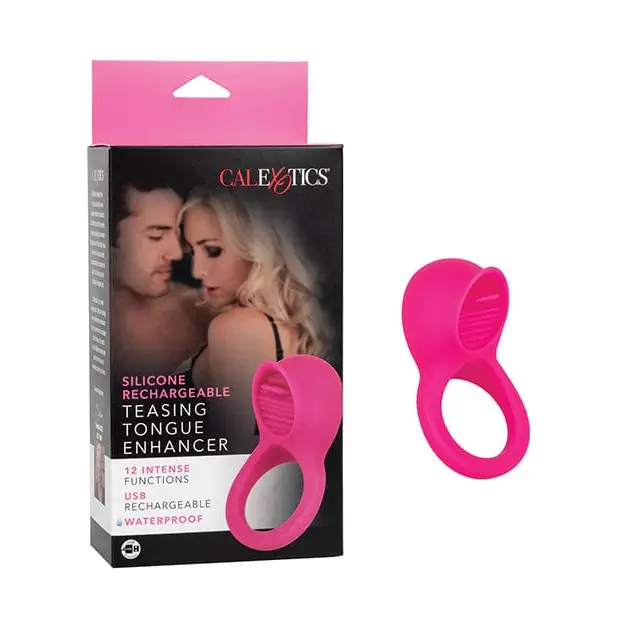 CalExotics Stimulators Silicone Rechargeable Teasing Tongue Enhancer - Pink at the Haus of Shag