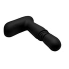 Black L-shaped silicone thrusting anal plug with remote control and smooth surface