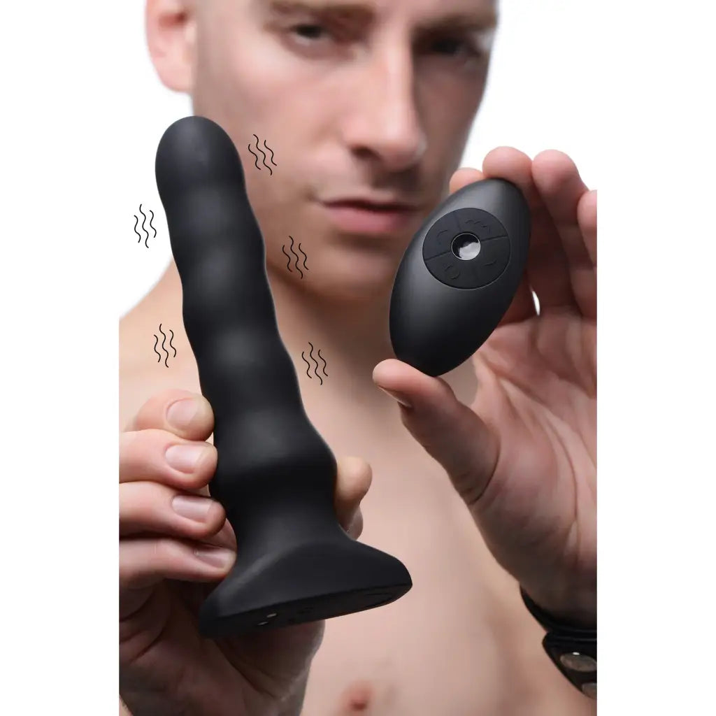 Thunderplugs Powered Plug Silicone Vibrating And Squirming Plug With Remote Control at the Haus of Shag