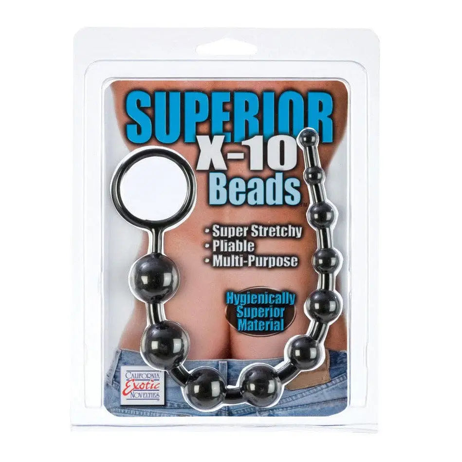 CalExotics Anal Toys Silicone X-10 Beads Black at the Haus of Shag