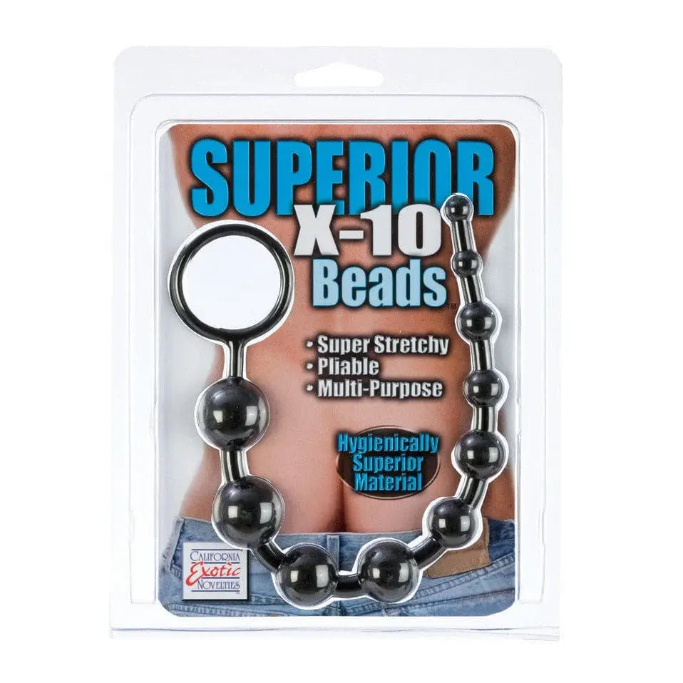 CalExotics Anal Toys Silicone X-10 Beads Black at the Haus of Shag