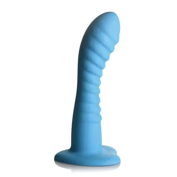 Curve Novelties Dildos Simply Sweet Ribbed Silicone Dildo 7in Blue at the Haus of Shag