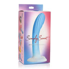 Retail pack of ’Simply Sweet’ 7in Blue/White Rippled Silicone Dildo