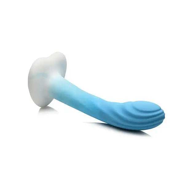 Curve Novelties Dildos Simply Sweet Rippled Silicone Dildo 7in Blue/White at the Haus of Shag