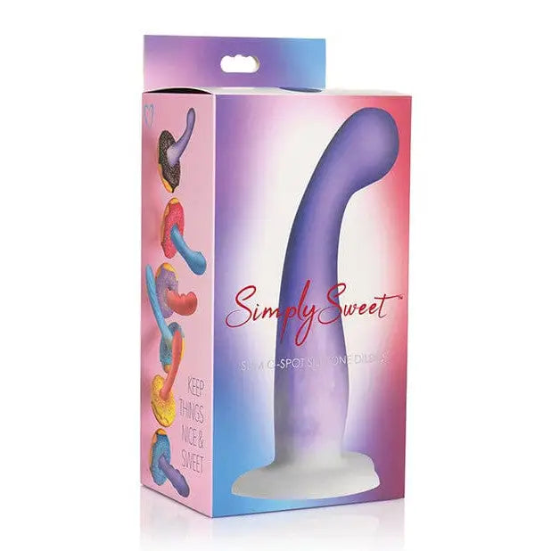 Curve Novelties Dildos Simply Sweet Slim G-Spot Silicone Dildo 7in Purple/White at the Haus of Shag