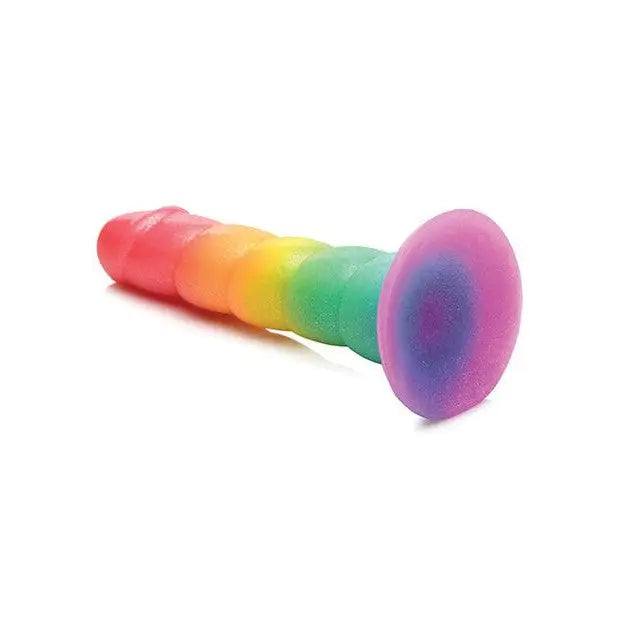 Simply Sweet Swirl 6.5in Rainbow Silicone Dildo - Vibrant, Colorful, and Playful Toy