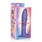 Simply Sweet Swirl Silicone Dildo 7in Purple in colorful packaging; adult toy