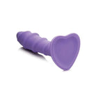 Simply Sweet Swirl Silicone Dildo 7in Purple with heart base and textured shaft