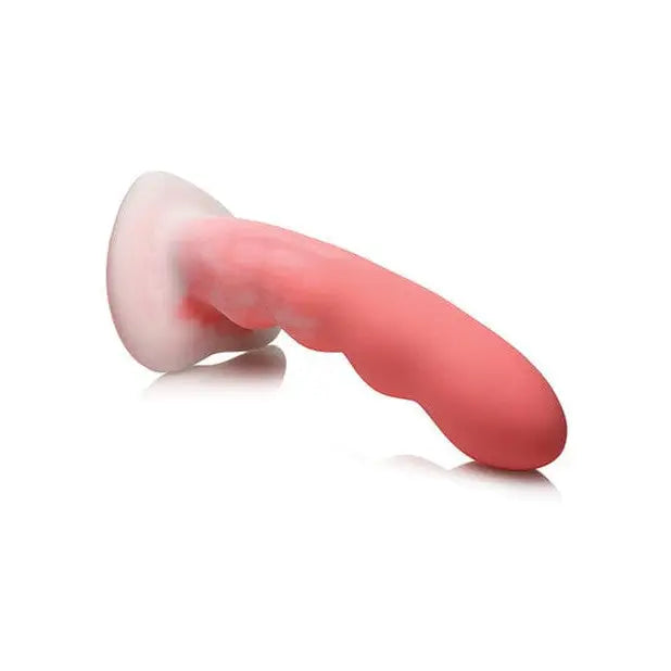 Simply Sweet wavy silicone dildo 8in in pink flesh on white background