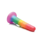 Simply Sweet Zigzag Silicone Dildo 6.5in Rainbow - colorful plastic toy with handle