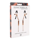 Sincerely Sportsheets Amber Adjustable Beaded Nipple Clamps Tortoiseshell - Nipple Clamp