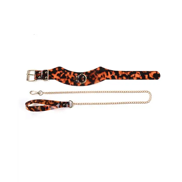 Sincerely Sportsheets Amber Adjustable Collar with Leash Tortoiseshell - Collar