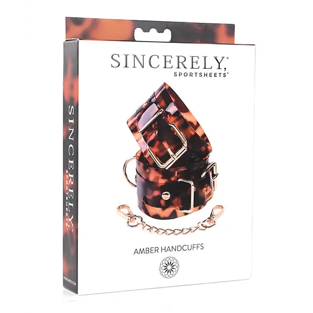 Sincerely Sportsheets Amber Adjustable Handcuffs with Removable Chain Tortoiseshell - Cuffs