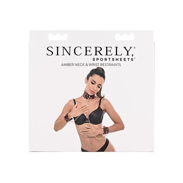 Sincerely Sportsheets Amber Adjustable Neck & Wrist Restraints Tortoiseshell - Collar