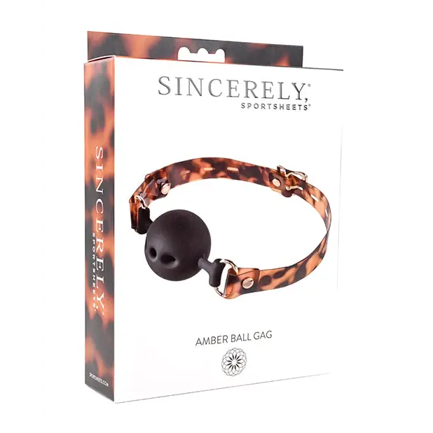 Sincerely Sportsheets Amber Adjustable Silicone Breathable Ball Gag Tortoiseshell - Ball Gag