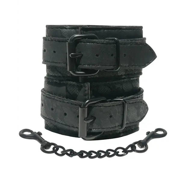 Sincerely Sportsheets Lace Adjustable Wrist Cuffs with Removable Chain Black - Cuffs