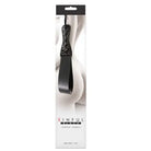 Sinful Looped Vinyl Paddle - Black leather with decorative handle, retail packaging