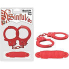 Sinful Rope Red Sinful Metal Cuffs W/love Rope at the Haus of Shag