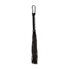 Sinful Vinyl and Leather Whip - Black leather flogger with multiple tails and looped handle