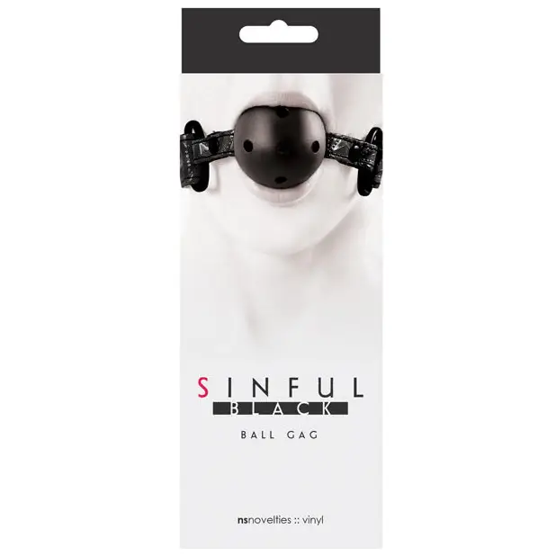 Sinful Vinyl Ball Gag Pink - Black - Ball Gag