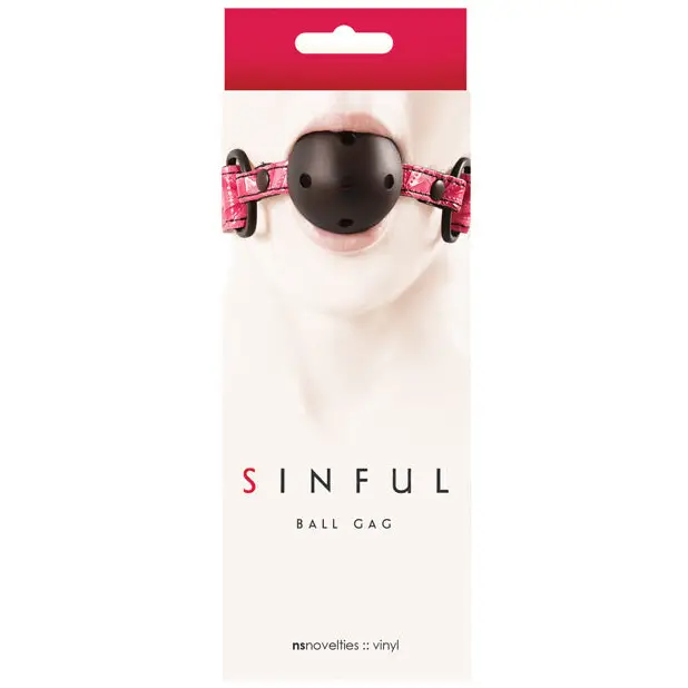 Sinful Vinyl Ball Gag Pink - Pink - Ball Gag