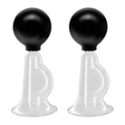 Size Matters Nipple Honkers: Two identical white cupping devices with black spherical tops