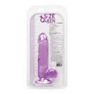 Purple Size Queen 6’ silicone dildo in packaging with ’Size Queen’ branding