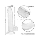 Size Queen 6’ Dildo: Anatomical silicone toy, transparent with measurements and properties