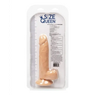 Size Queen 6’ Dildo: Flesh-colored adult toy with measurement scale in plastic packaging