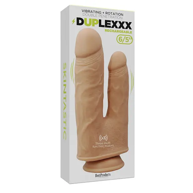 Skinsations Duplexx Vibrating & Rotating Double Dildo - Flesh - Dongs & Dildos