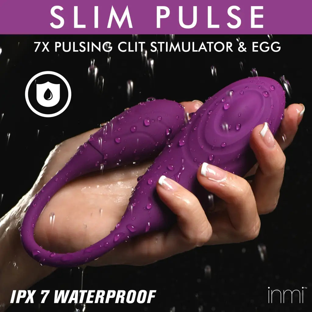 Purple Slim Pulse 7x Silicone Clit Stimulator with Vibrating Egg and Textured Surface