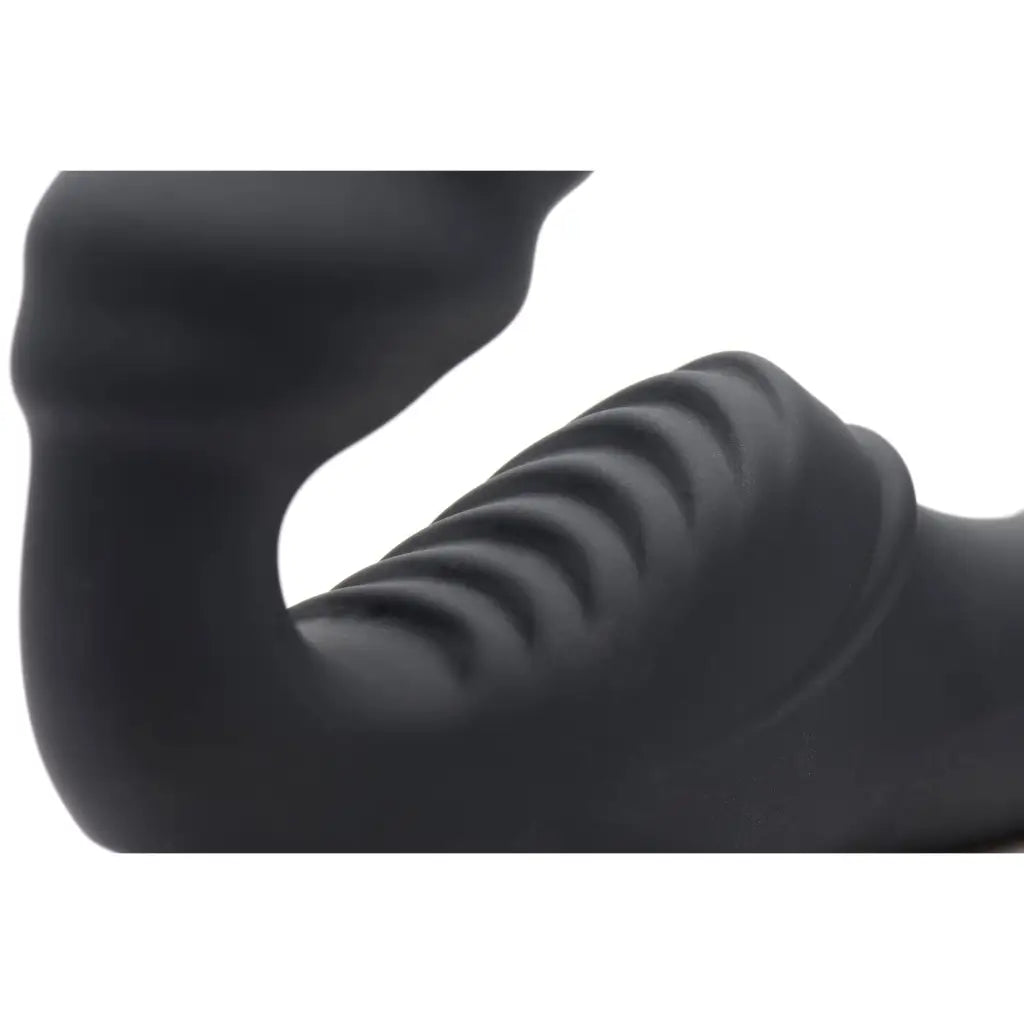 Strap U Strapless Strap On Slim Rider Ribbed Vibrating Silicone Strapless Strap On at the Haus of Shag