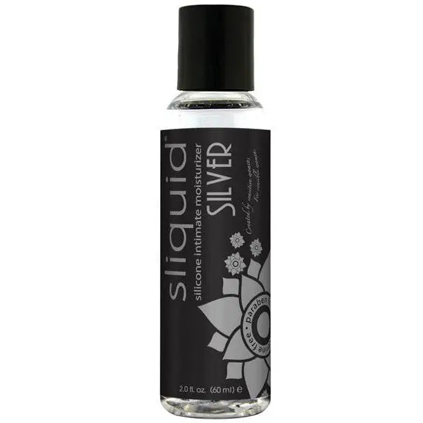 Bottle of Sliquid Naturals perfume with a black cap, enriched with aloe vera