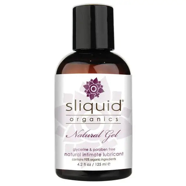 Bottle of Sliquid Organics Natural Gel intimate lubricant in Sliquid Organics packaging