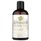 Sliquid Organics Silk hybrid intimate lubricant bottle displayed