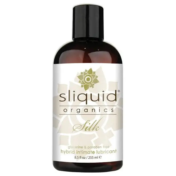 Sliquid Organics Silk hybrid intimate lubricant bottle displayed