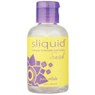 Close-up of Sliquid Swirld Water Based Sugar Derivative-Free Flavored Lubricant bottle