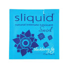 Blue bag with logo for Sliquid Swirld Water Based Sugar Derivative-Free Flavored Lubricants