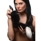 Small Anal Plug with Fluffy Black Plug and White Faux Fur Interchangeable Fox Tail