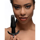 Smooth Vibrating Anal Plug - Black silicone with flared base for safe and comfortable use