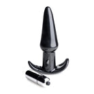 Smooth vibrating anal plug with flared base and bullet vibrator for enhanced pleasure