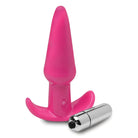 Bright pink smooth vibrating anal plug with silver bullet vibrator for enhanced pleasure