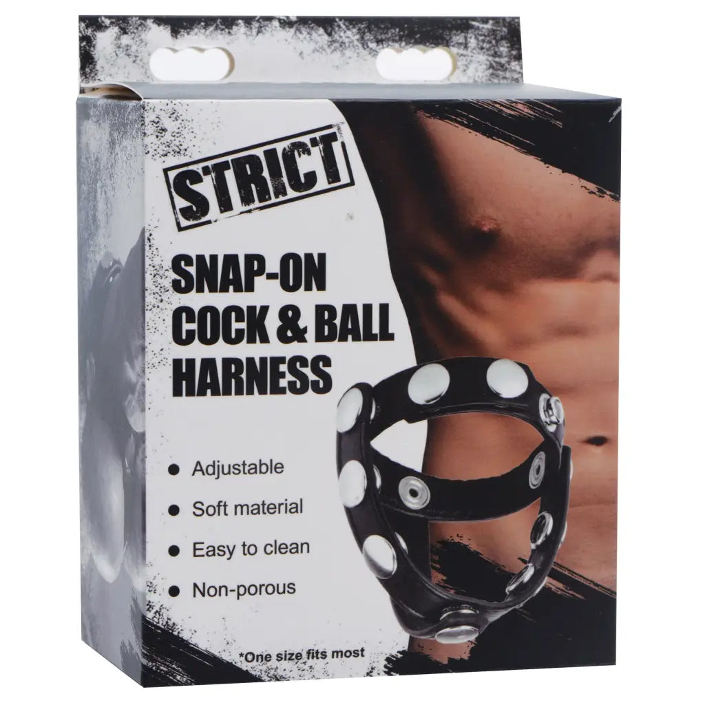 Close-up of Snap-on Cock and Ball Harness wrist and ball harnesses in their box