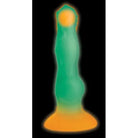 Glowing green and orange Creature Cocks Space Cock silicone alien dildo in lava lamp shape