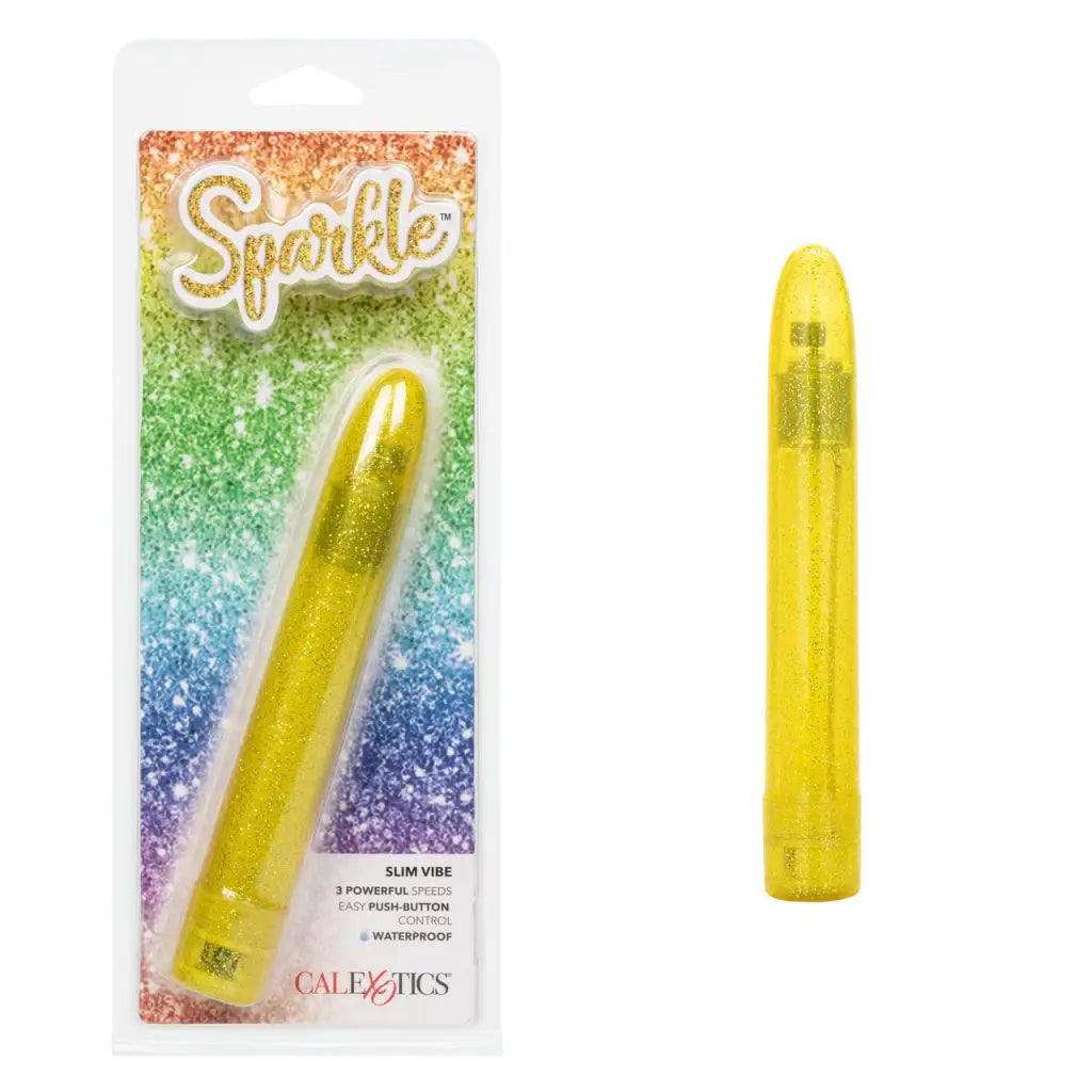 CalExotics Vibrator Yellow Sparkle Slim Vibe at the Haus of Shag