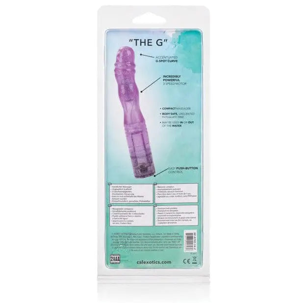 Sparkle Softees G Purple vibrating device displayed in packaging and ready for use