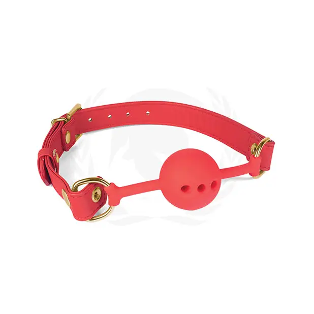 Spartacus 46 mm Red Silicone Ball Gag With Red PU Strap - Ball Gag